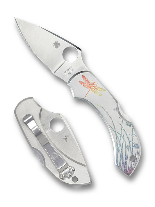 Spyderco Dragonfly Tattoo C28PT front view – 2.31" satin VG-10 leaf-shaped folding knife