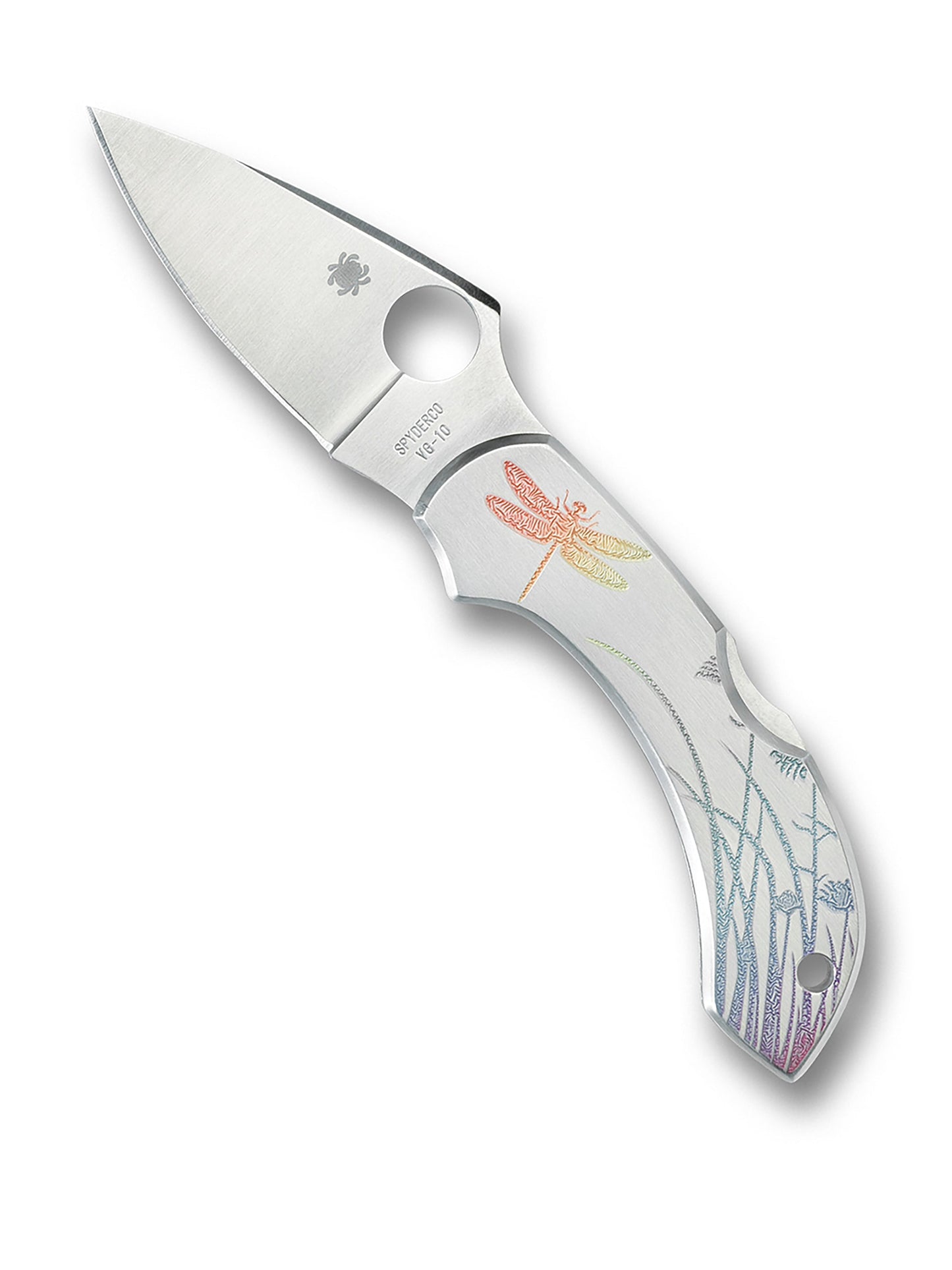 Spyderco Dragonfly Tattoo C28PT open position showing VG-10 leaf-shaped blade
