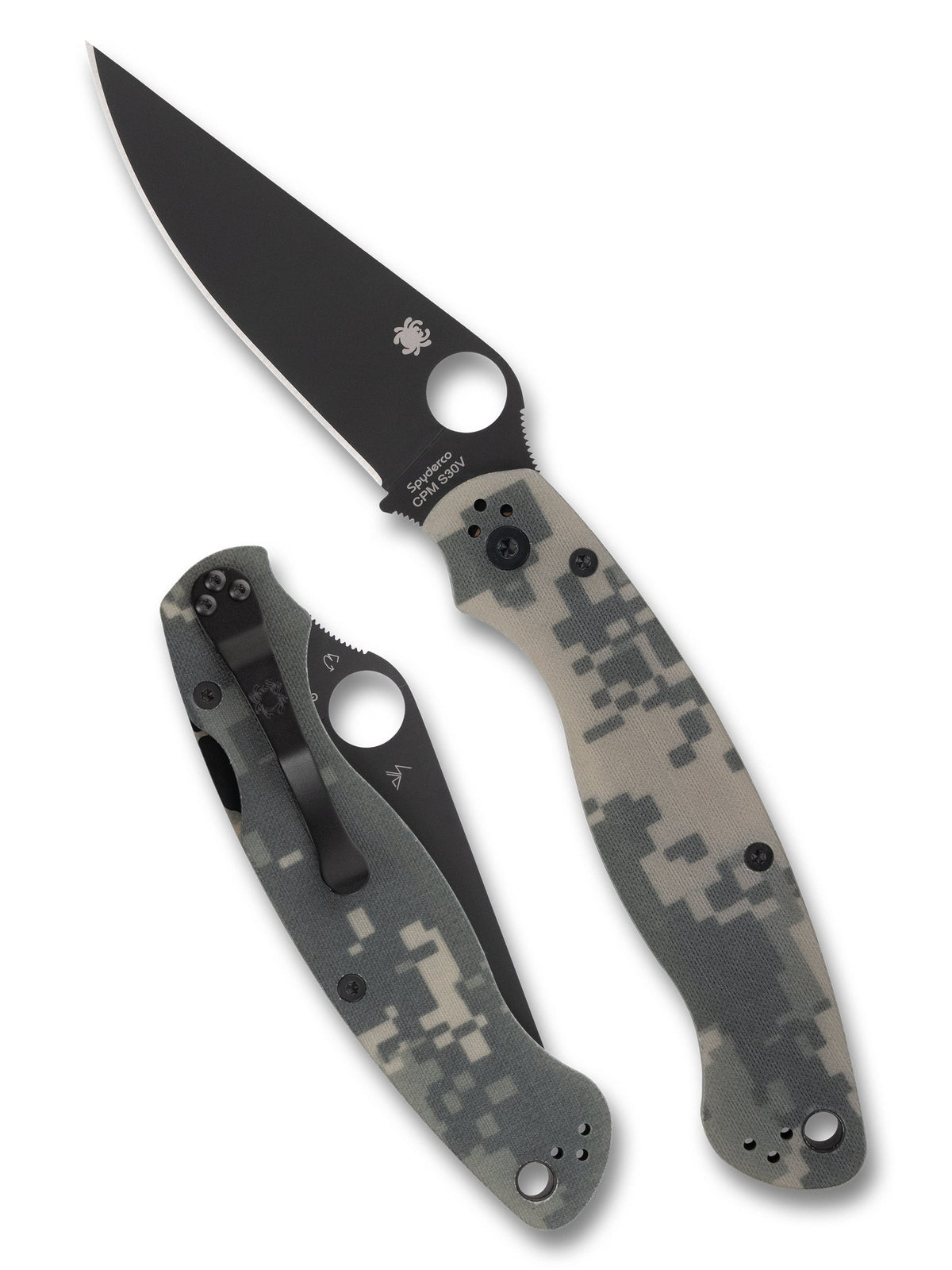 Spyderco Military 2 C36GPCMOBK2 front view – 4.00″ DLC CPM S30V digital camo G-10 folding knife
