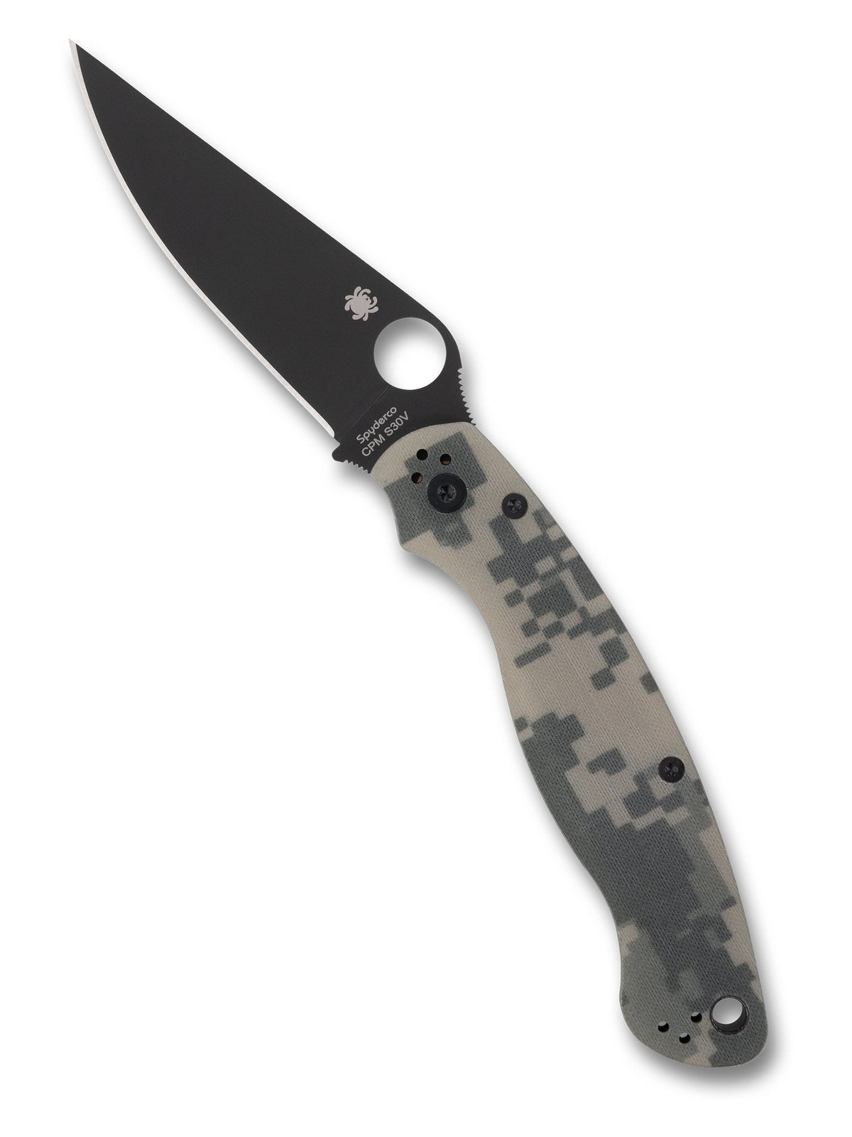 Spyderco Military 2 C36GPCMOBK2 open position showing DLC CPM S30V blade