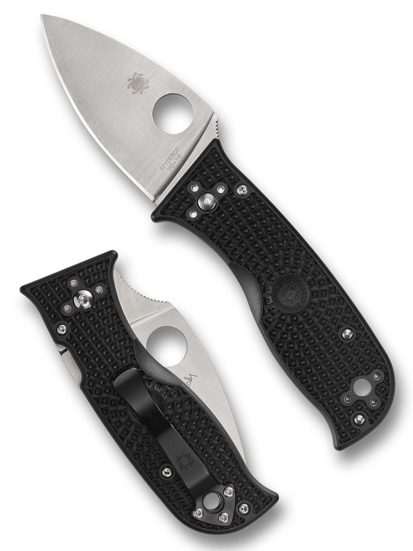 Spyderco Lil' Temperance 3 Lightweight C69PBK3 folding knife front view, black FRN handle