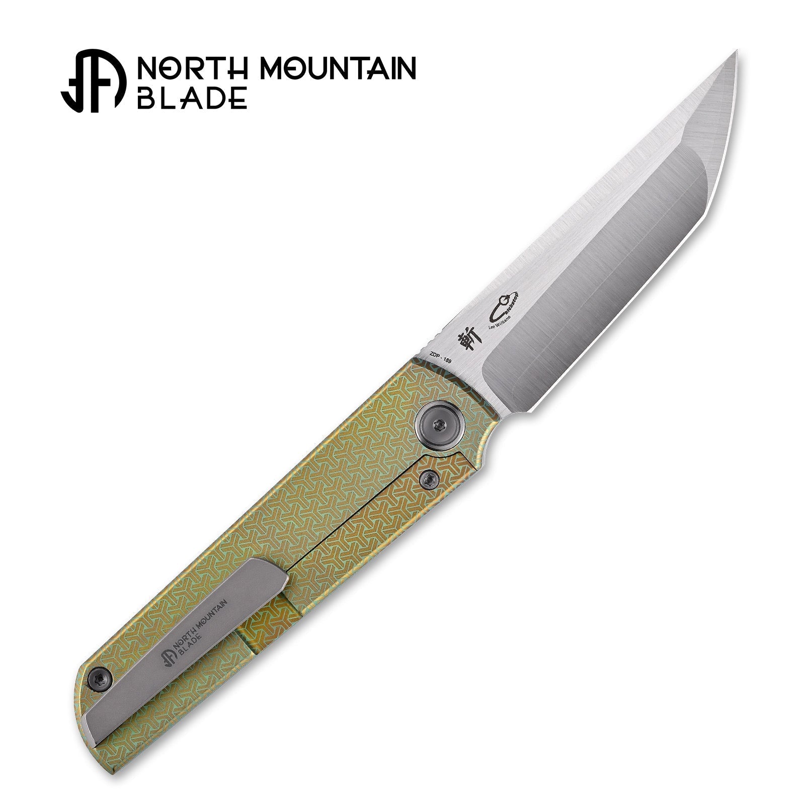 North Mountain Blade Kick Stop Chop ChopKickStop-GridTi-ZDP titanium handle and frame lock detail