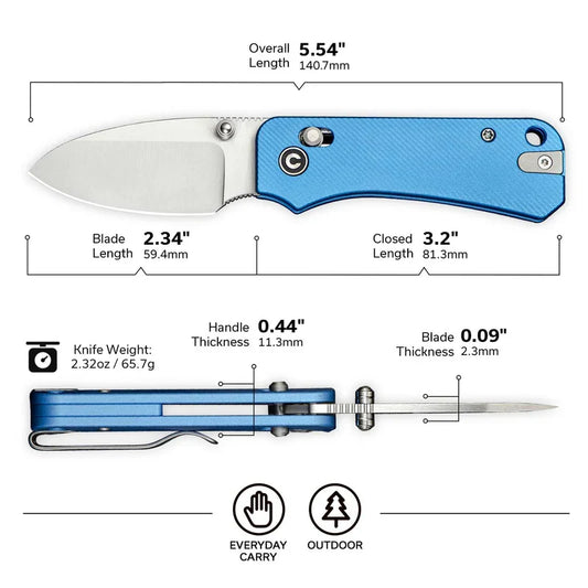 We Knife Co Ltd Baby Banter 2 2.34" Nitro-V Aluminum Blue C23074-1