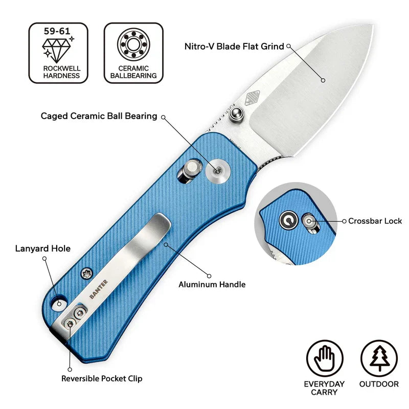 We Knife Co Ltd Baby Banter 2 2.34" Nitro-V Aluminum Blue C23074-1
