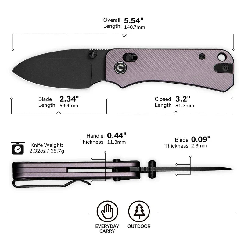 We Knife Co Ltd Baby Banter 2 2.34" Nitro-V Aluminum Purple C23074-2