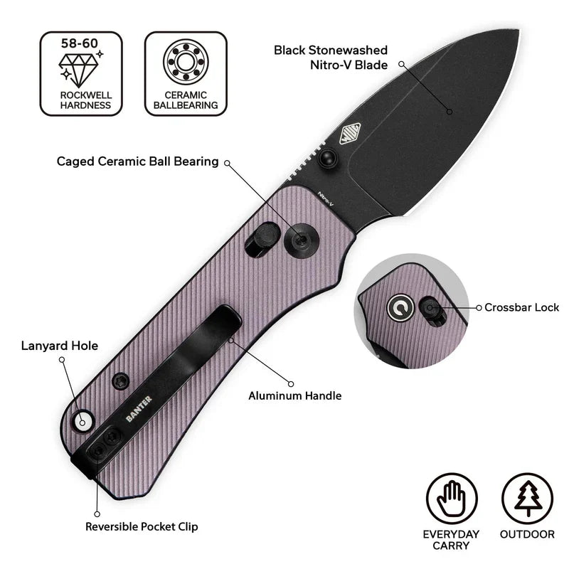 We Knife Co Ltd Baby Banter 2 2.34" Nitro-V Aluminum Purple C23074-2