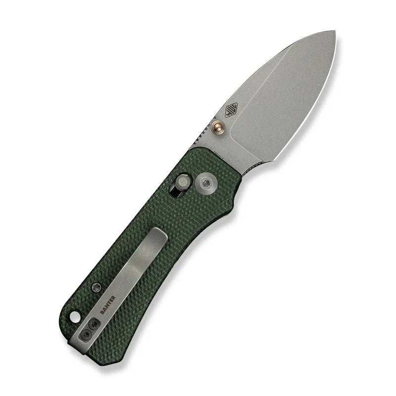 We Knife Co Ltd Baby Banter 2 2.34" Nitro-V Green Canvas Micarta C23074-3