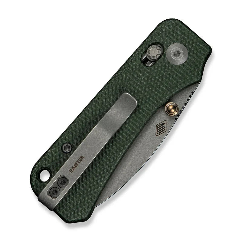 We Knife Co Ltd Baby Banter 2 2.34" Nitro-V Green Canvas Micarta C23074-3