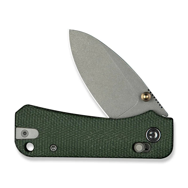 We Knife Co Ltd Baby Banter 2 2.34" Nitro-V Green Canvas Micarta C23074-3