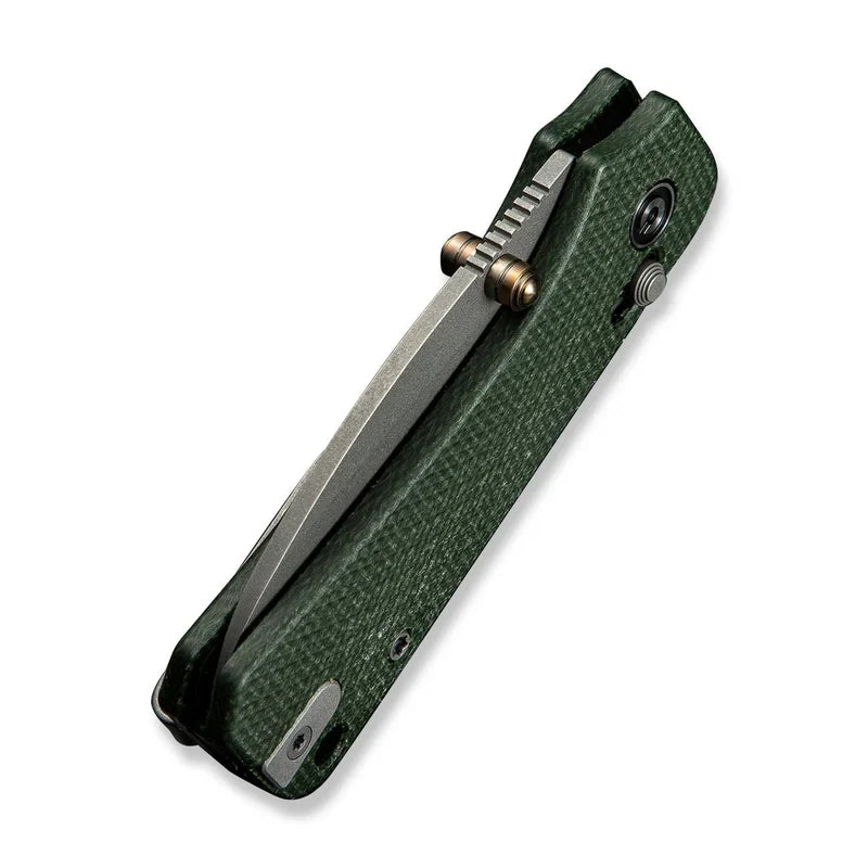 We Knife Co Ltd Baby Banter 2 2.34" Nitro-V Green Canvas Micarta C23074-3