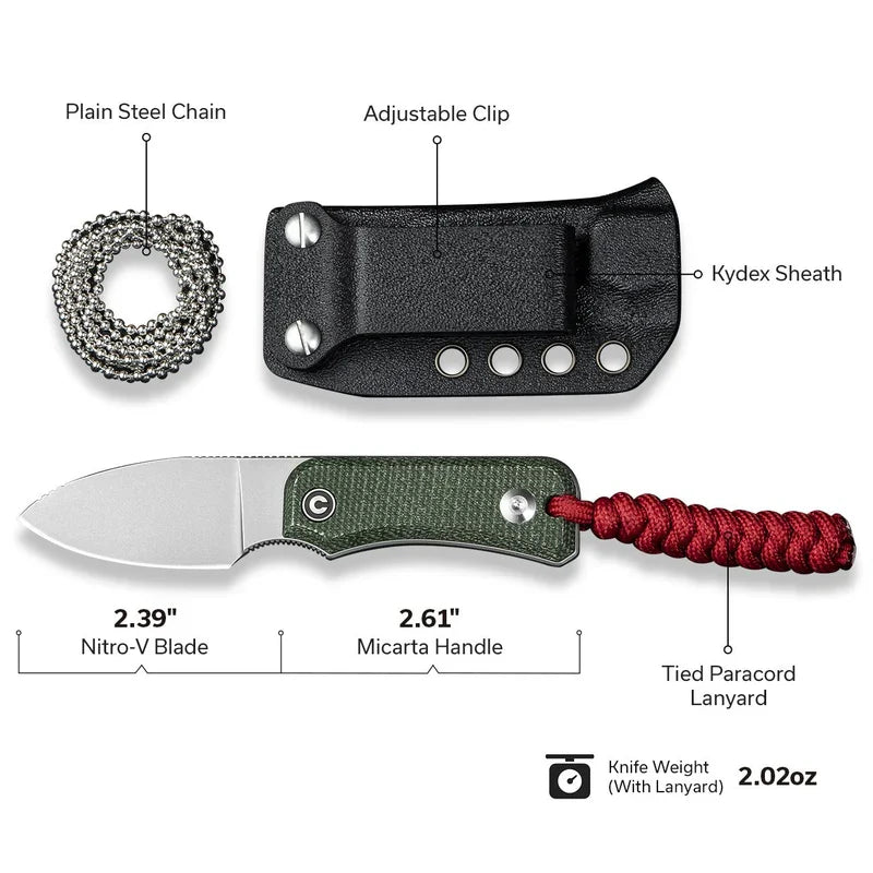 We Knife Co Ltd Baby Banter 2.39" Nitro-V Green Canvas Micarta C23045-2