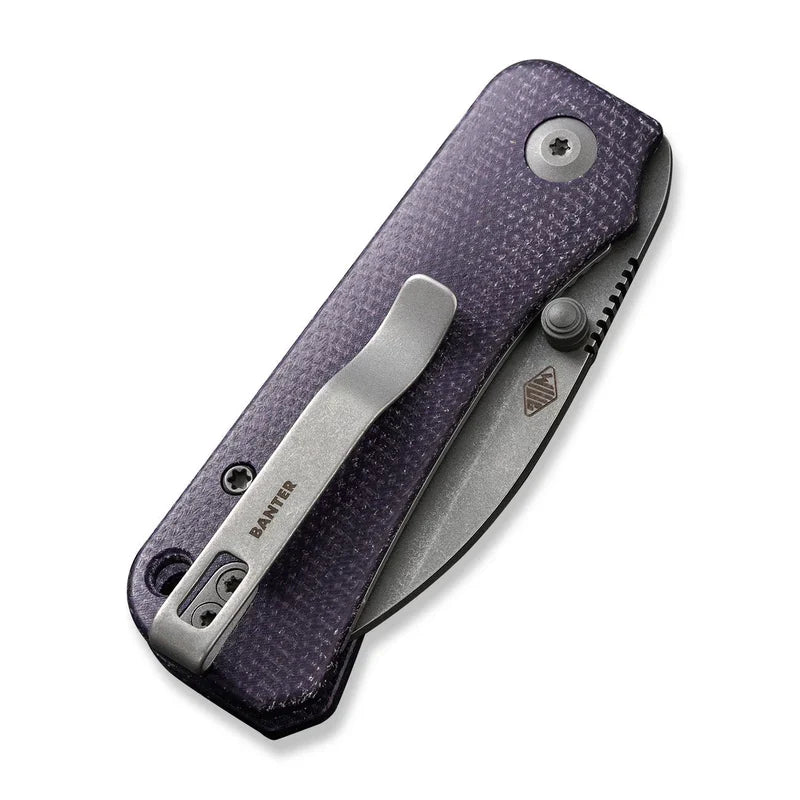 We Knife Co Ltd Baby Banter 2.32" Nitro-V Canvas Micarta Purple C19068SC-2