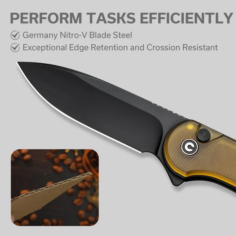 We Knife Co Ltd  Elementum II 2.96" Nitro-V Bead Blasted Black C18062P-8