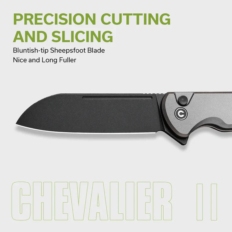 We Knife Co Ltd Chevalier II 3.47" 14C28N Black Stonewashed Aluminum Gray C20022B-3