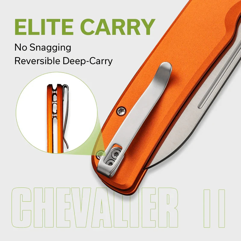 We Knife Co Ltd Chevalier II 3.47" 14C28N Aluminum Orange C20022B-2