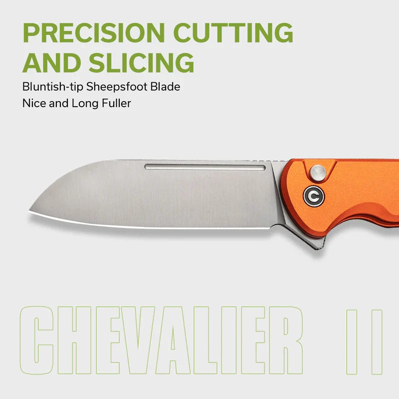 We Knife Co Ltd Chevalier II 3.47" 14C28N Aluminum Orange C20022B-2