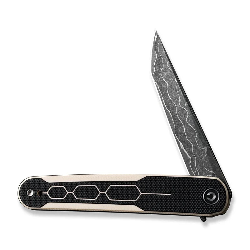 We Knife Co Ltd KwaiQ 2.97" Damascus Ivory/ Black G10 C23015-DS1
