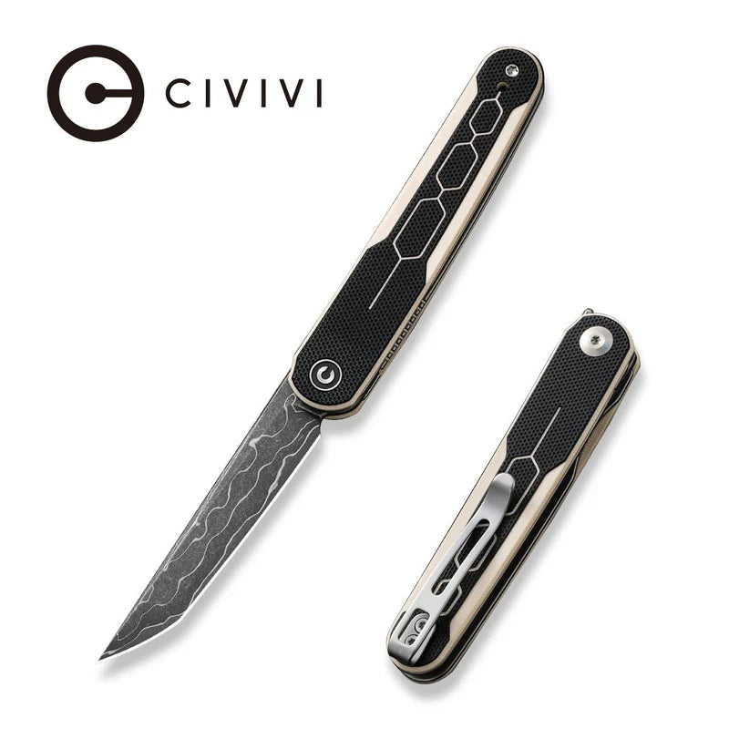We Knife Co Ltd KwaiQ 2.97" Damascus Ivory/ Black G10 C23015-DS1