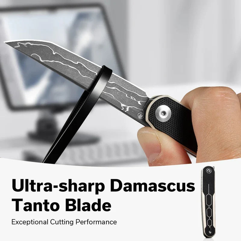 We Knife Co Ltd KwaiQ 2.97" Damascus Ivory/ Black G10 C23015-DS1