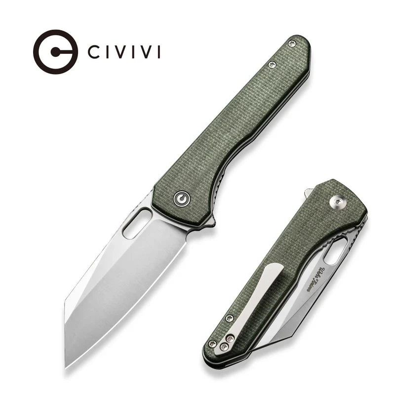 We Knife Co Ltd Nugz 3.17" 14C28N Green Canvas Micarta C23060-2