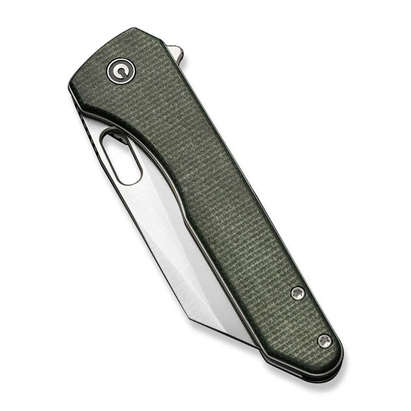 We Knife Co Ltd Nugz 3.17" 14C28N Green Canvas Micarta C23060-2