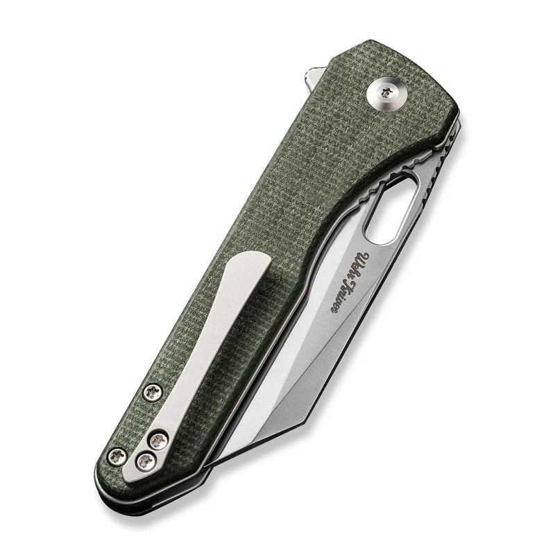 We Knife Co Ltd Nugz 3.17" 14C28N Green Canvas Micarta C23060-2