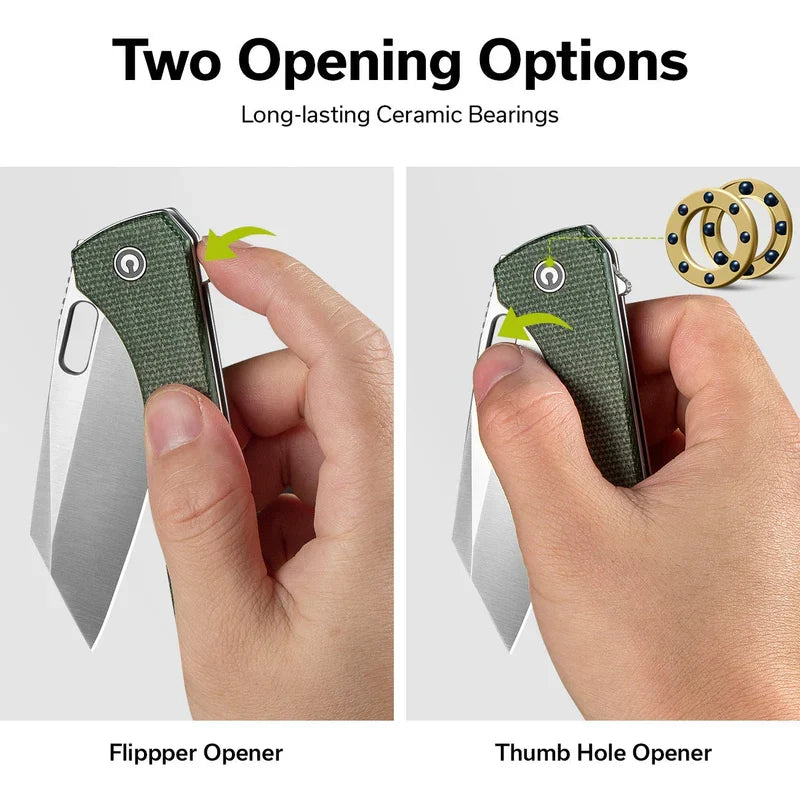 We Knife Co Ltd Nugz 3.17" 14C28N Green Canvas Micarta C23060-2