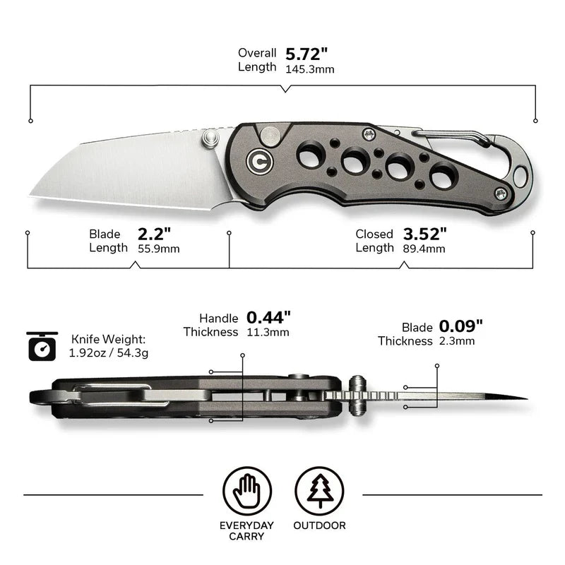 We Knife Co Ltd Pragma 2.2" Nitro-V Aluminum Gray C23062B-2