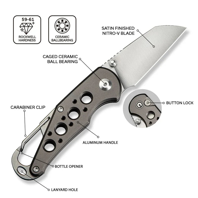 We Knife Co Ltd Pragma 2.2" Nitro-V Aluminum Gray C23062B-2