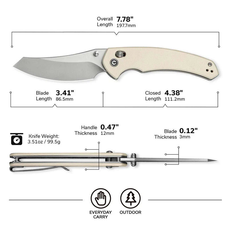 We Knife Co Ltd Sixgill 3.41" Nitro-V Ivory G10 C24050-2