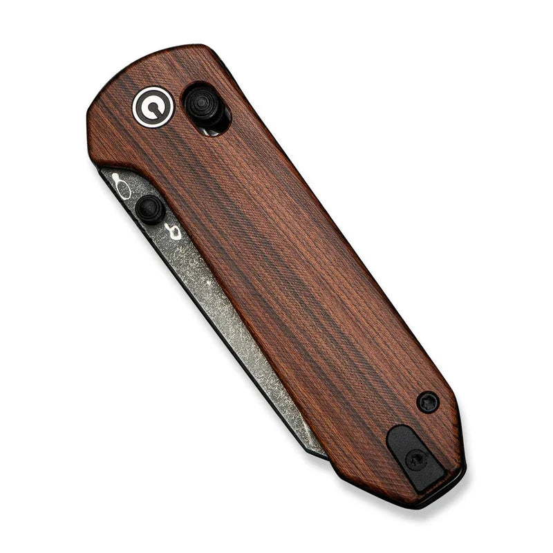 We Knife Co Ltd Yonder 2.88" Damascus Guibourtia Wood Black C23073B-DS1