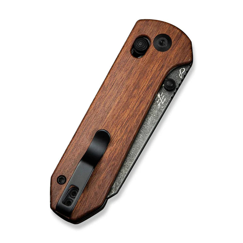 We Knife Co Ltd Yonder 2.88" Damascus Guibourtia Wood Black C23073B-DS1