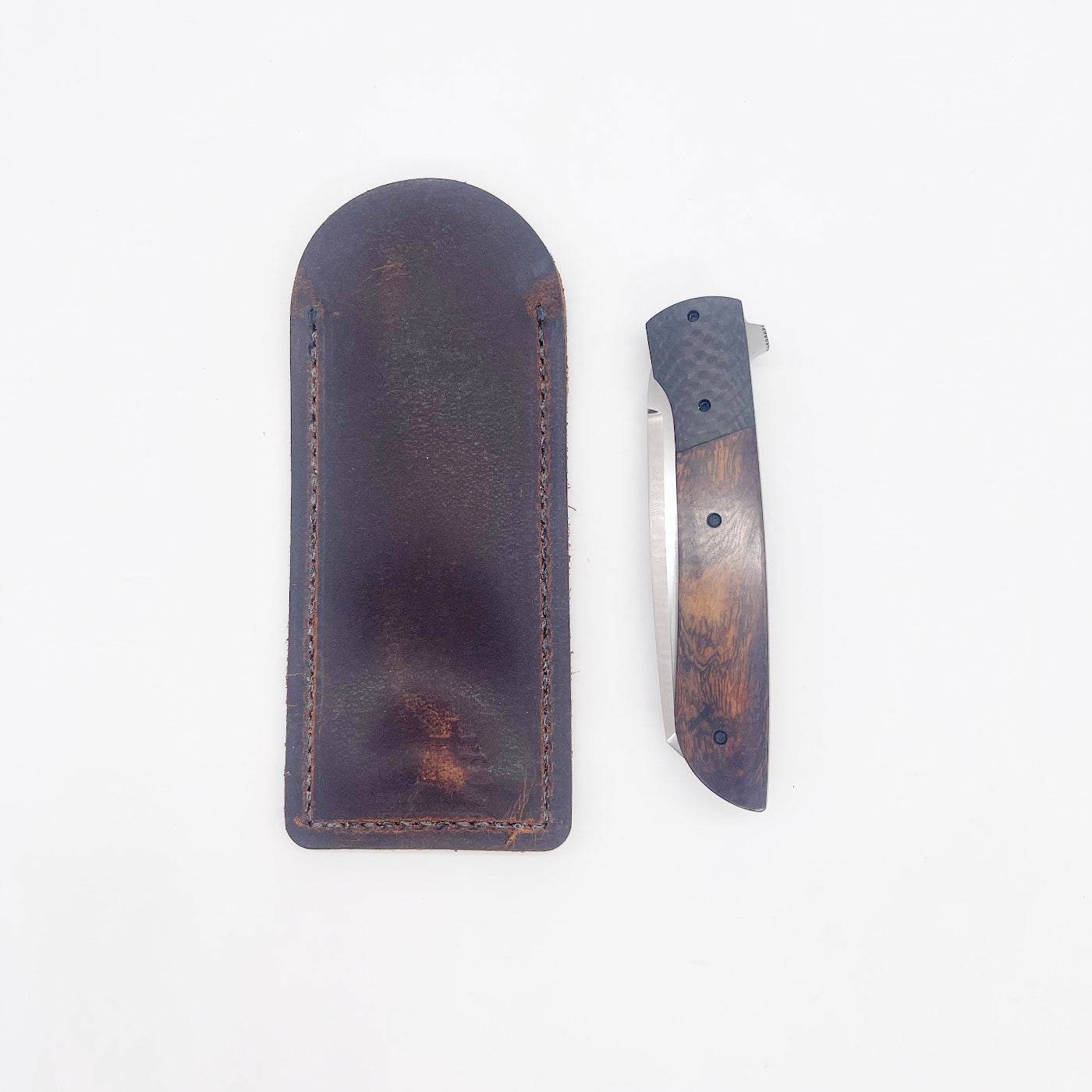Clark Custom Knives Model 72 Flipper – CPM154 Ironwood & Carbon Fiber Liner Lock Custom Folding Knife