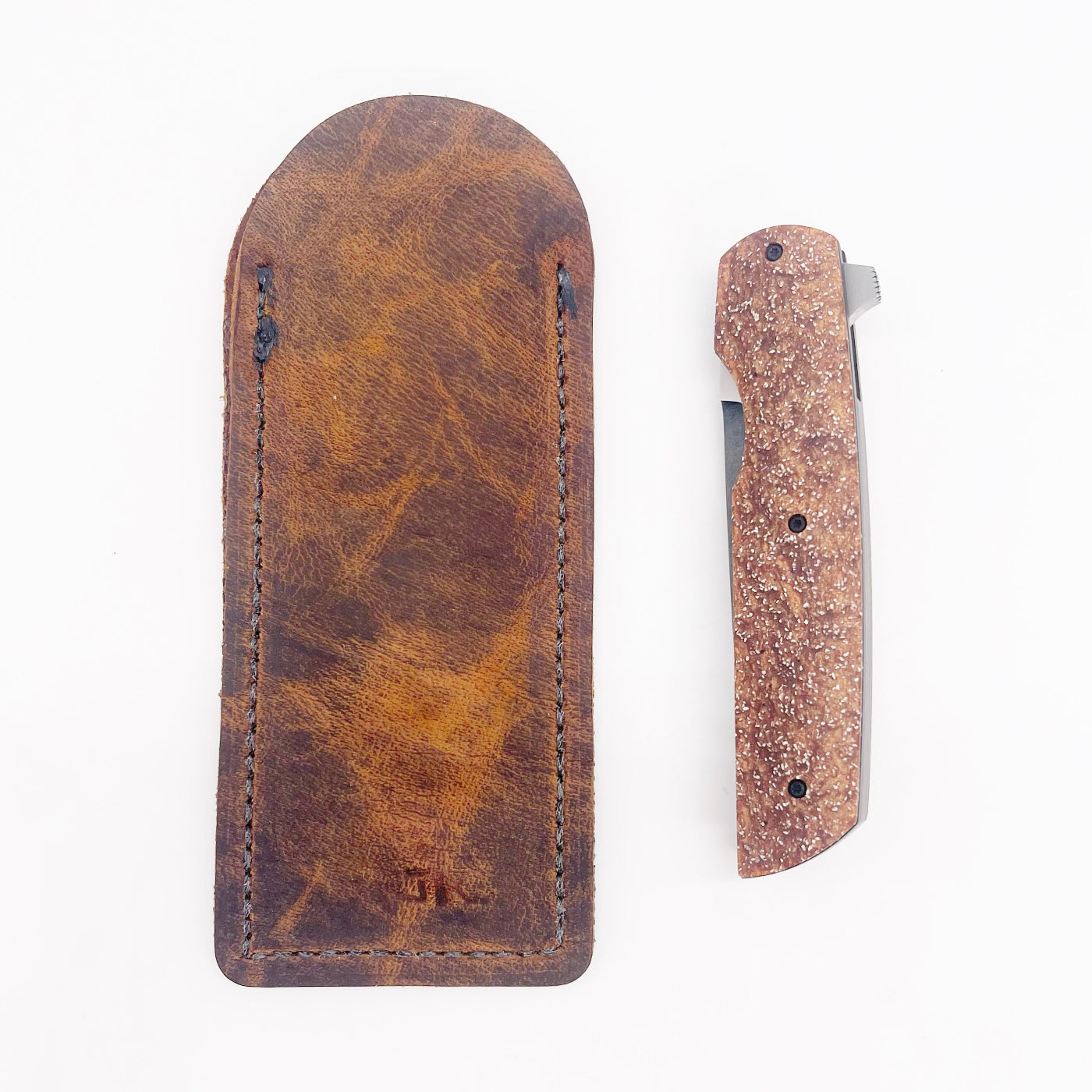Clark Custom Knives Model 76 Flipper – S60V Copper Griptech Liner Lock Custom Folding Knife