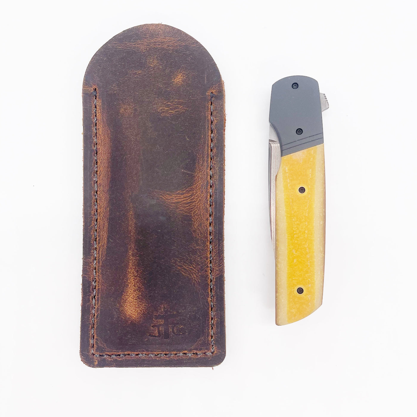 Clark Custom Knives Model 76 Flipper – Takefu VG10 Zirc & Natural G-Carta Liner Lock Custom Folding Knife