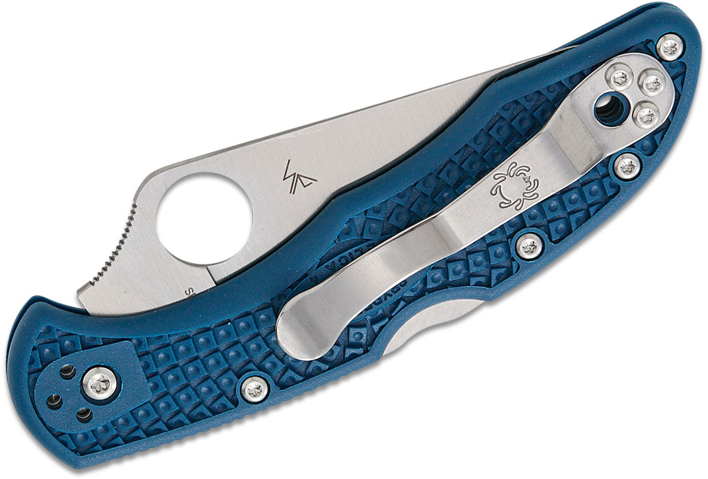 Spyderco Delica 4 Lightweight Folding Knife – 2.9" CPM-SPY27 Satin Plain Blade, Cobalt Blue FRN Handle – C11PCBL