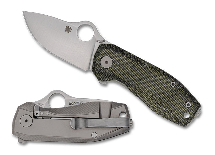 Spyderco SpyNano Flash Batch R.I.L. 2.57" Satin M398 Green Canvas Micarta/Titanium Handle - C268MTIP