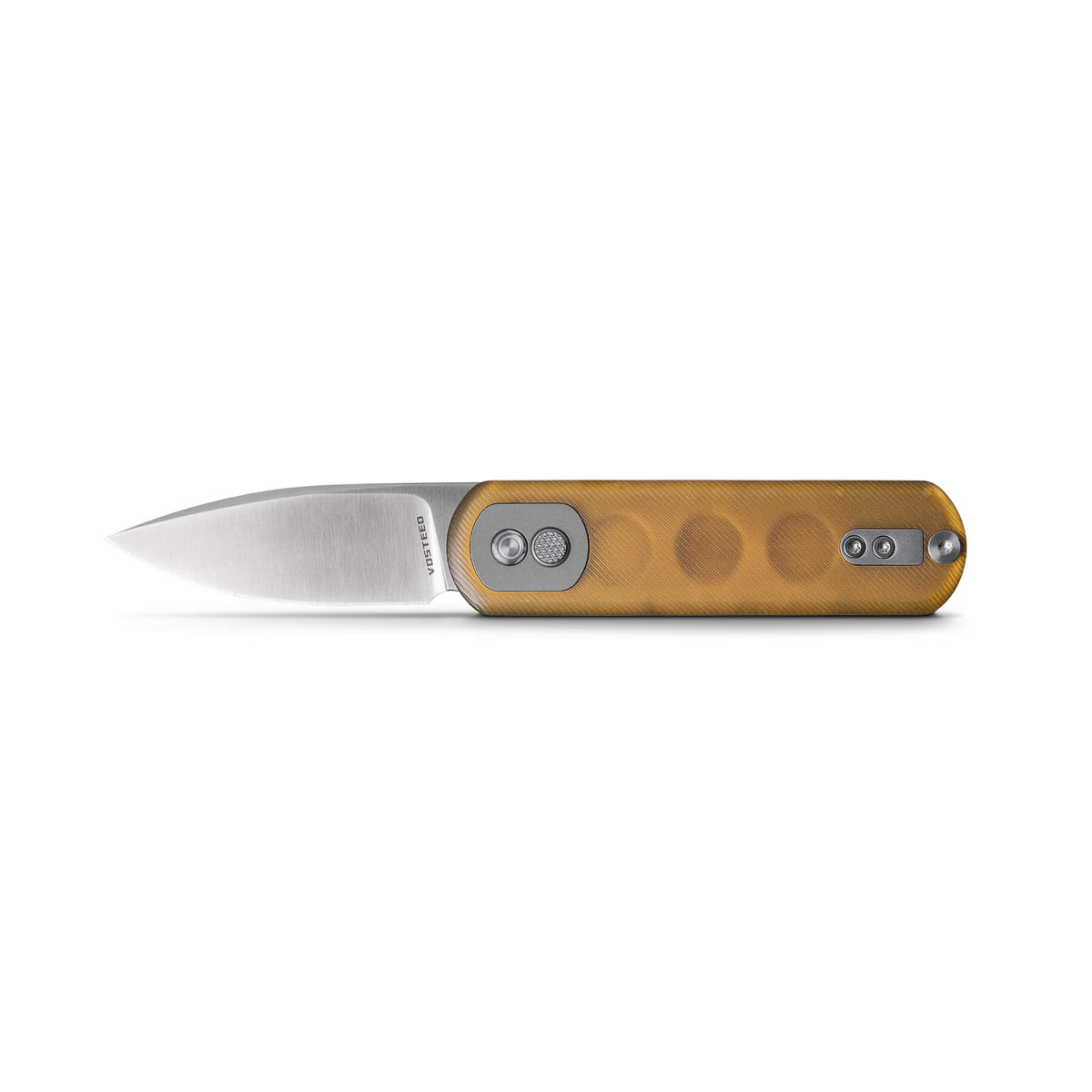 Vosteed Corgi Pup Trek Lock Knife 2.37" S35VN Satin Blade Amber PEI Handle A0723