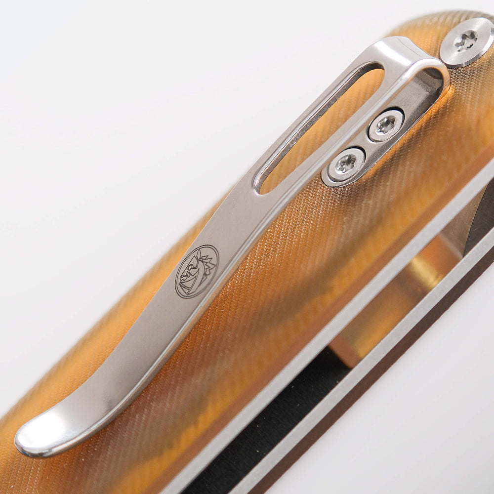 Vosteed Corgi Pup Trek Lock Knife 2.37" S35VN Satin Blade Amber PEI Handle A0723