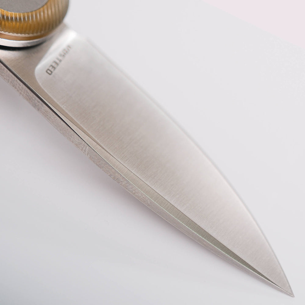 Vosteed Corgi Pup Trek Lock Knife 2.37" S35VN Satin Blade Amber PEI Handle A0723