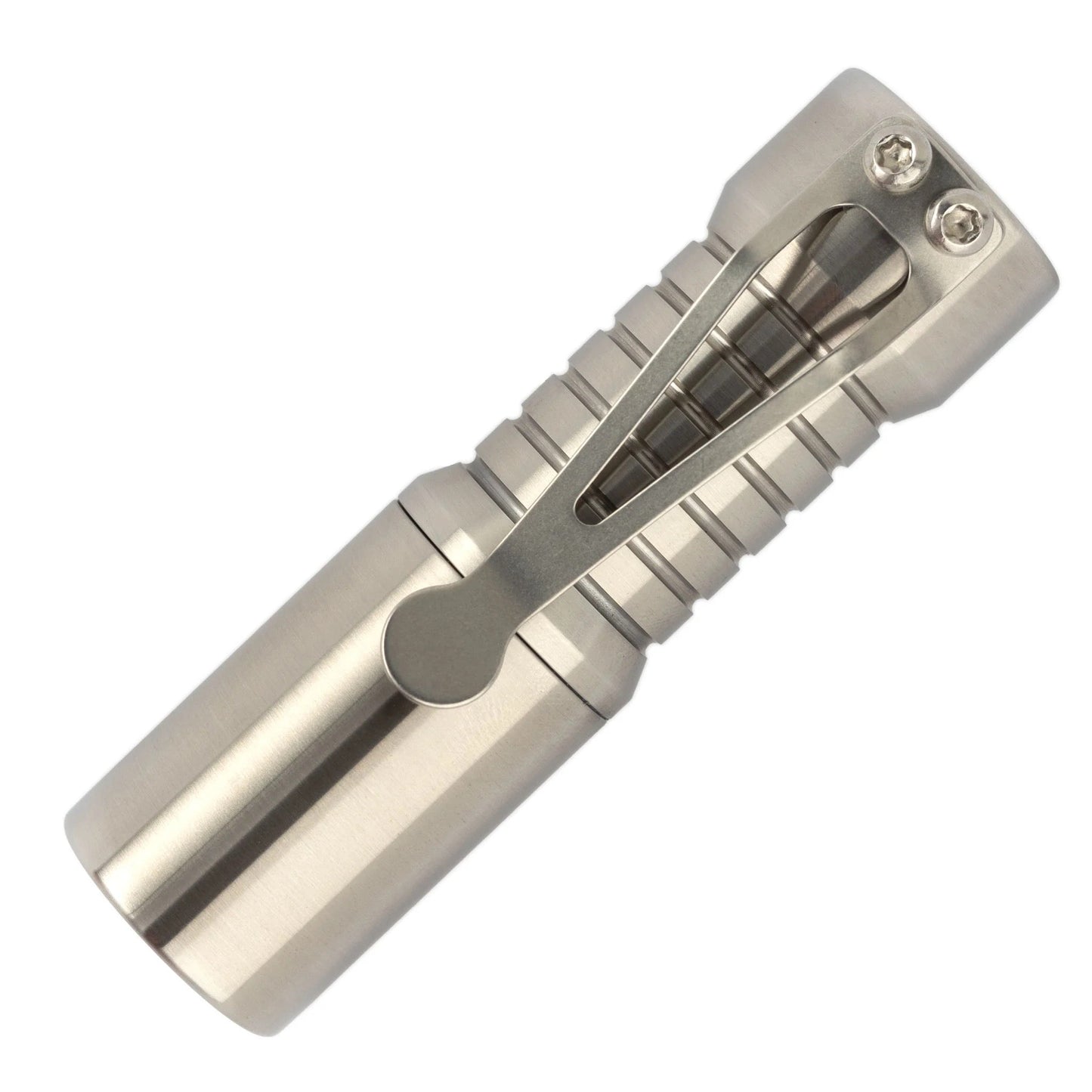 CWF Custom Flashlights Tumbled Titanium Groovy â€“ 18350 Custom EDC Flashlight - USA Made