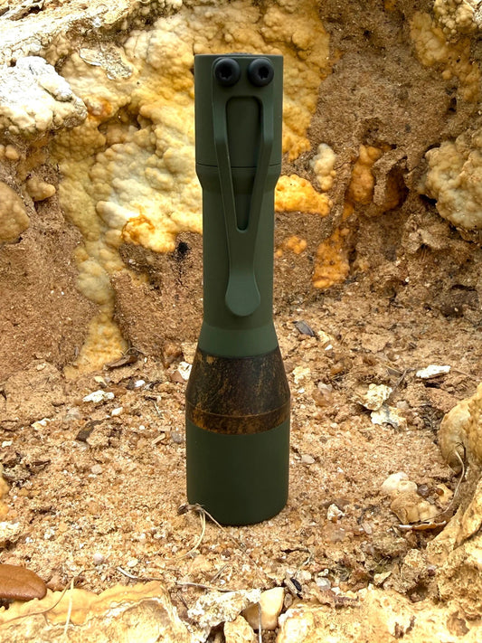 CWF Mini Turbo – 55,000 Candela 14500 Titanium / Copper Flashlight (USA Made, Forest Green, Copper)