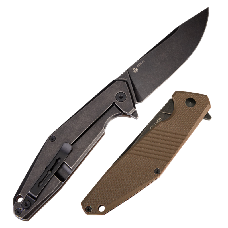 Ruike D191-W Folding Knife Blackwash 8Cr13MoV Desert Tan G-10/Stainless Steel Handles Framelock