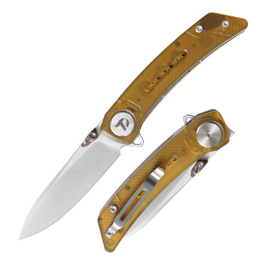 DreamTech D3610PY front view – 3.07″ 14C28N folding knife with PEI handle and liner lock