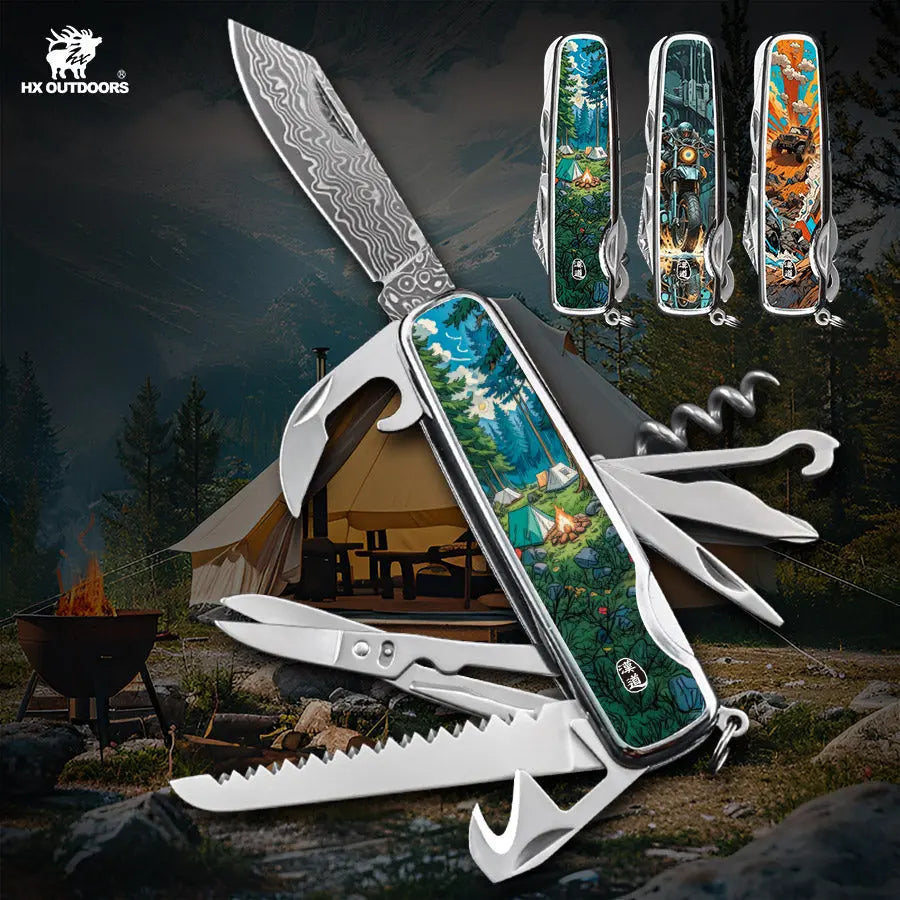 HX Outdoors DAMASK CAMPHOR DD-14B multi-tool functions detail