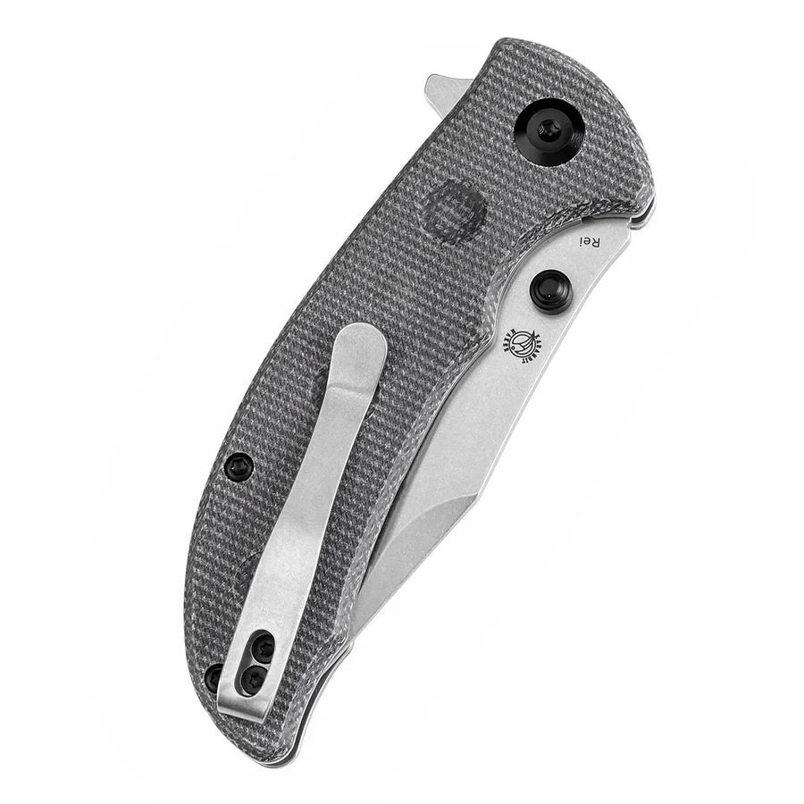 Tenable Rei T1061A3 – 3.3" Stonewashed 14C28N Blade, Black Micarta Handle with Dimples and Liner Lock