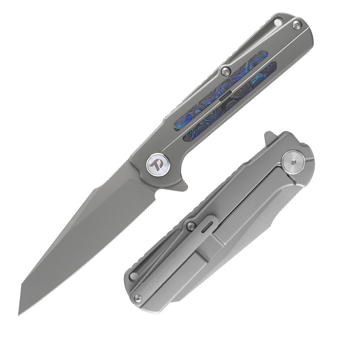 DreamTech D3403G – 3.54″ M390 Wharncliffe Folding Knife, Titanium & Zirconium Handle, Liner Lock