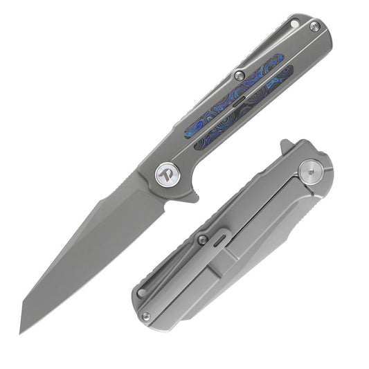 DreamTech D3403G – 3.54″ M390 Wharncliffe Folding Knife, Titanium & Zirconium Handle, Liner Lock