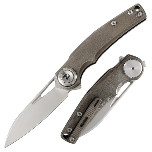 DreamTech D4130TBR – 3.19″ M390 Folding Knife, Titanium Handle, Button Lock