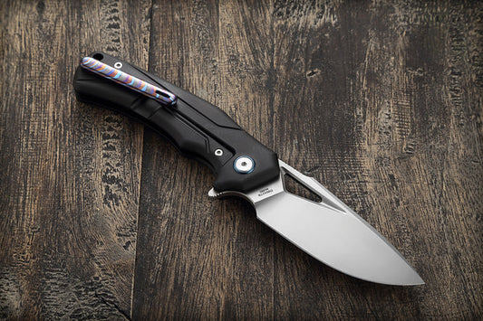 DreamTech D9402B – 3.19″ M390 Wharncliffe Folding Knife, Titanium & Zirconium Handle, Liner Lock